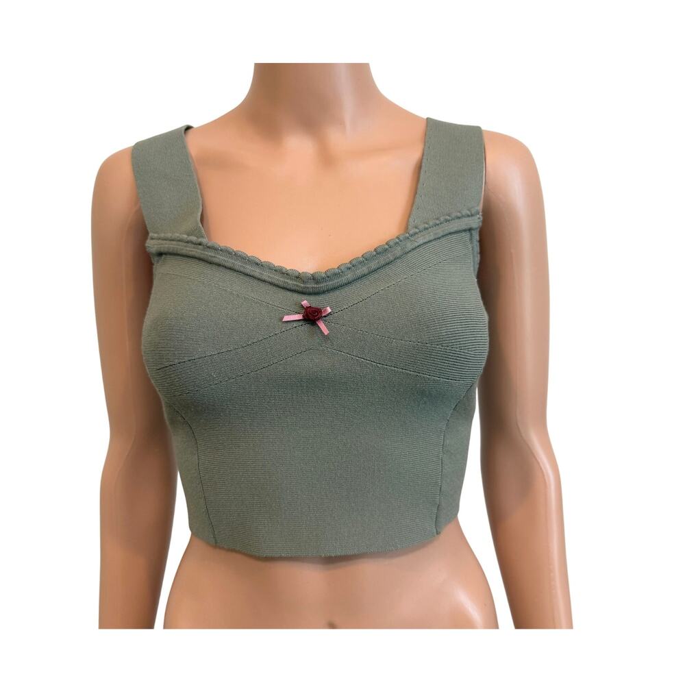 new Intimately Free People large rosette sleeveless knit crop top TS 3009